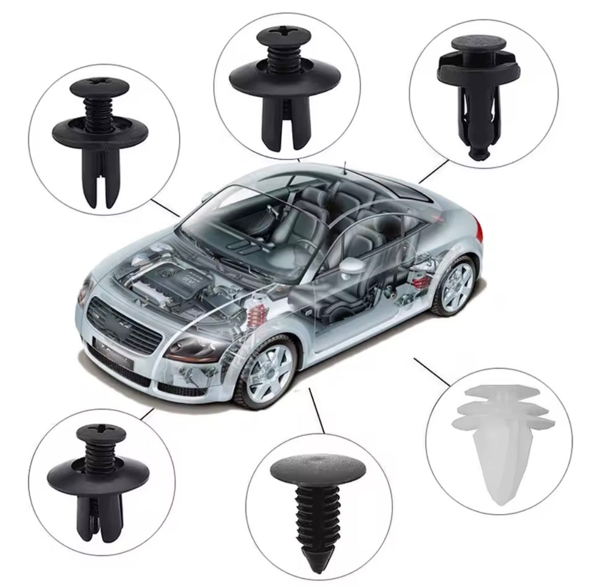 Automotive Clip Fasteners Mixed Kit — Car Body Panel Retainer Pins
