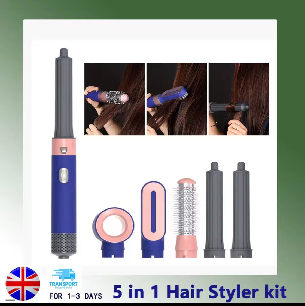 5-in-1 Professional Hair Styling Set — Hot Comb, Curler & Dryer