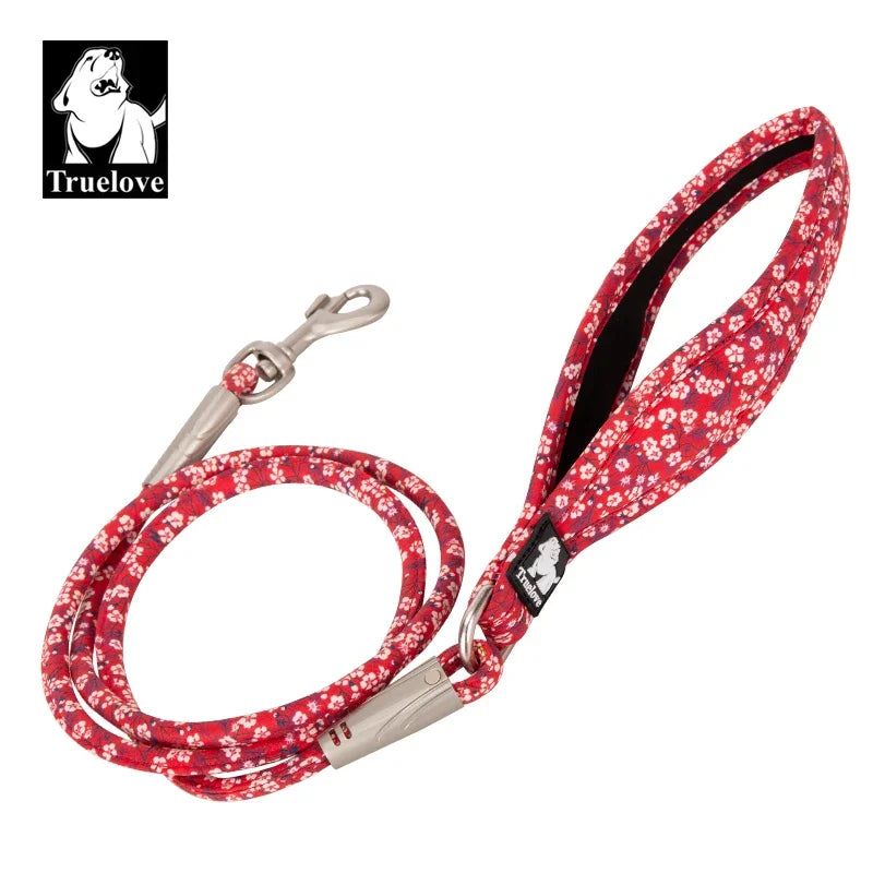 Truelove Floral Dog Lead — 100% Cotton Rope with Padded Handle