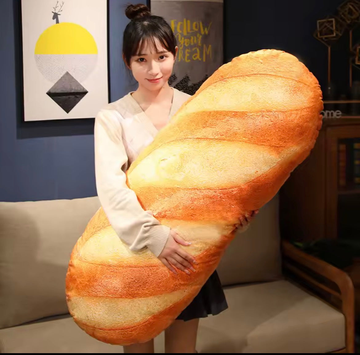Giant Bread Plushy — Soft Realistic Bread Loaf Plush Toy (20cm & 50cm)