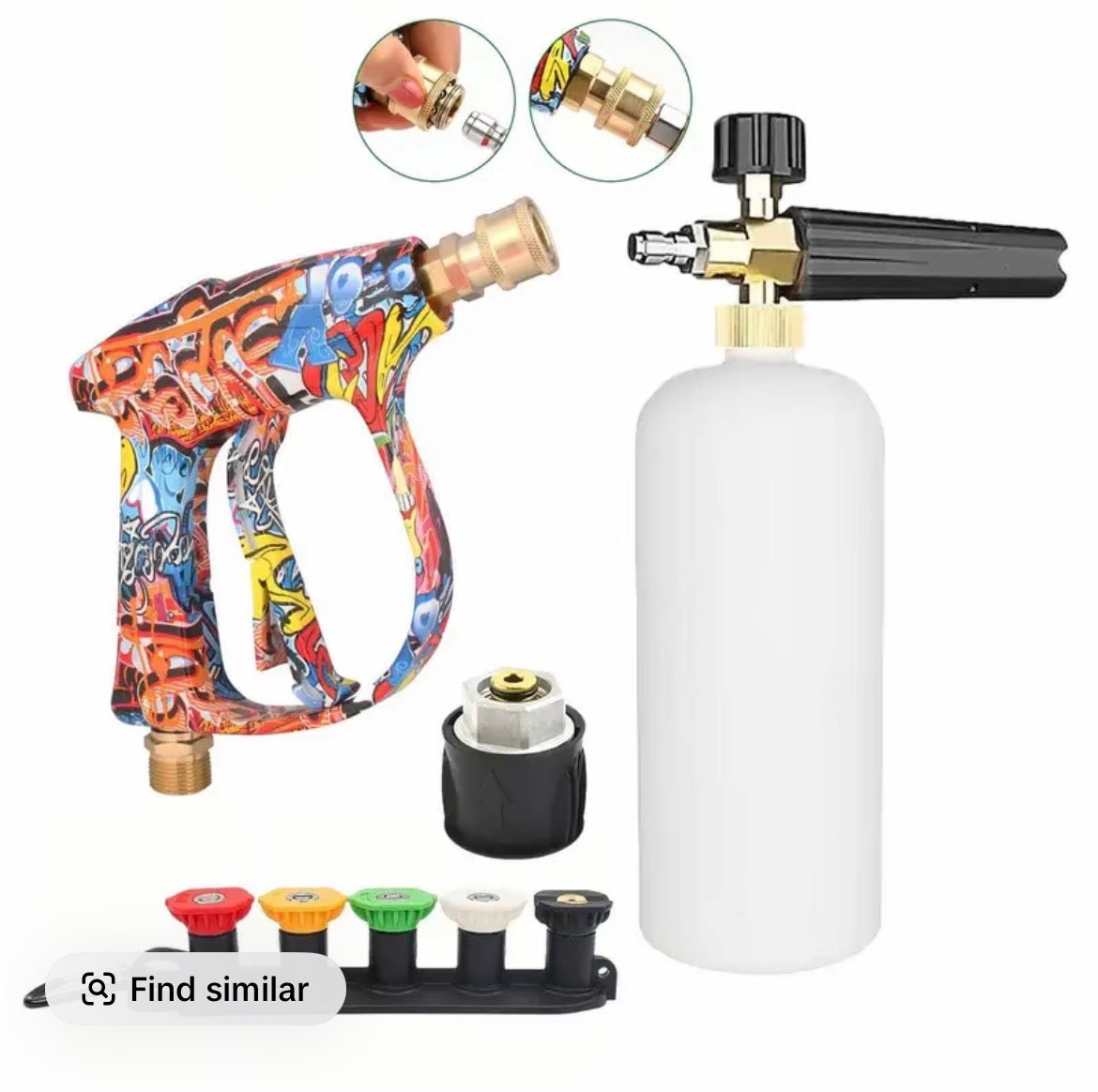 Stubby Pressure Washer Gun with Snow Foam & Attachments