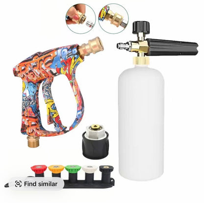 Stubby Pressure Washer Gun with Snow Foam & Attachments