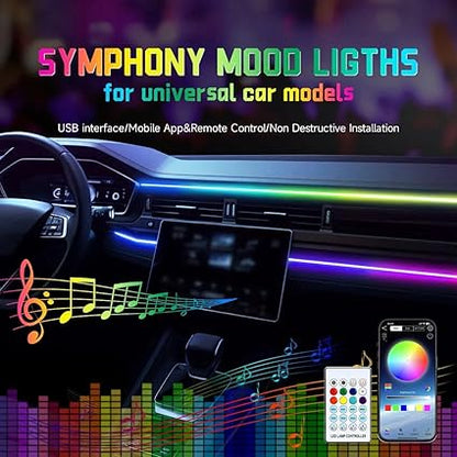 Car Ambient Lighting Kit, 110cm RGB 168 LEDs