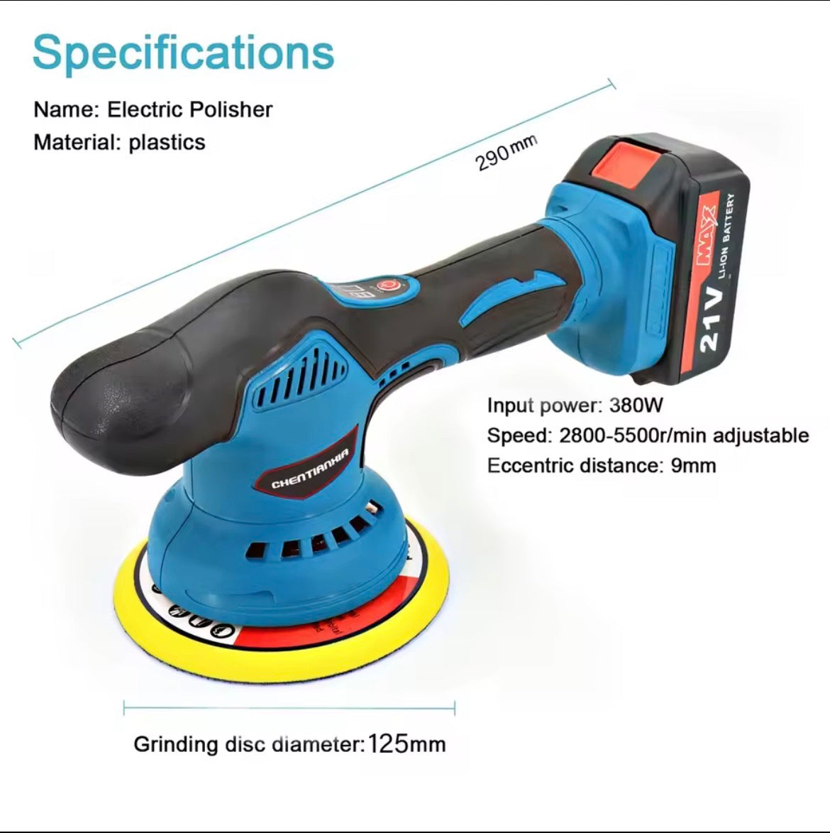 Cordless Car Polisher Buffer — 18V 6" Compatible with Makita Batteries