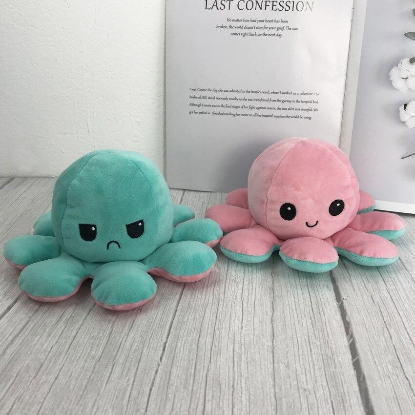 DelightCo Reversible Octopus Plush Toy — Happy & Sad Mood Plushie