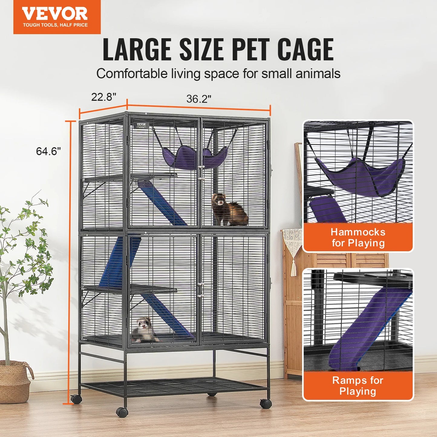 Large 4-Tier Small Animal Cage — Ferrets, Rats & Guinea Pigs