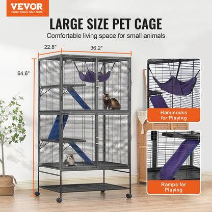 Large 4-Tier Small Animal Cage — Ferrets, Rats & Guinea Pigs