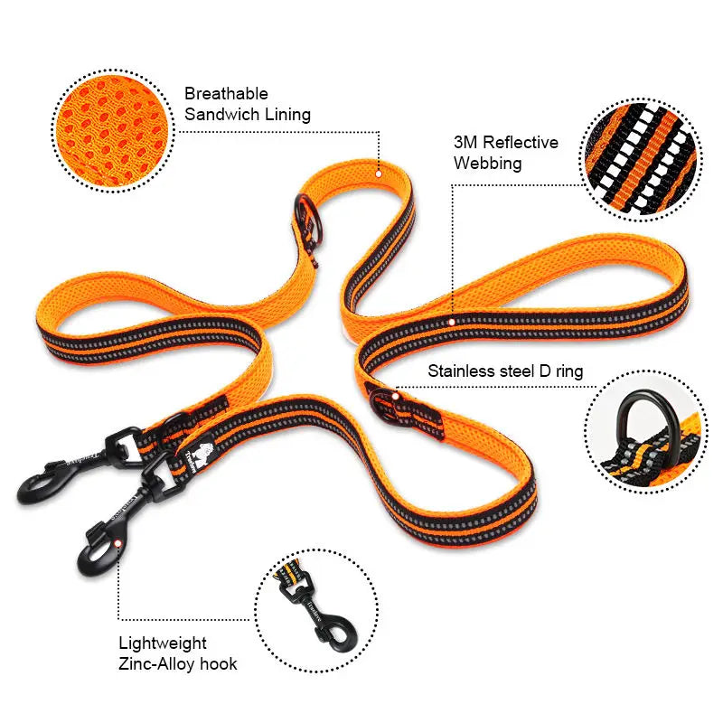 7-in-1 Multi-Function Dog Lead — Hands-Free Reflective Leash