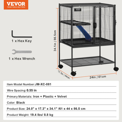 Large 4-Tier Small Animal Cage — Ferrets, Rats & Guinea Pigs