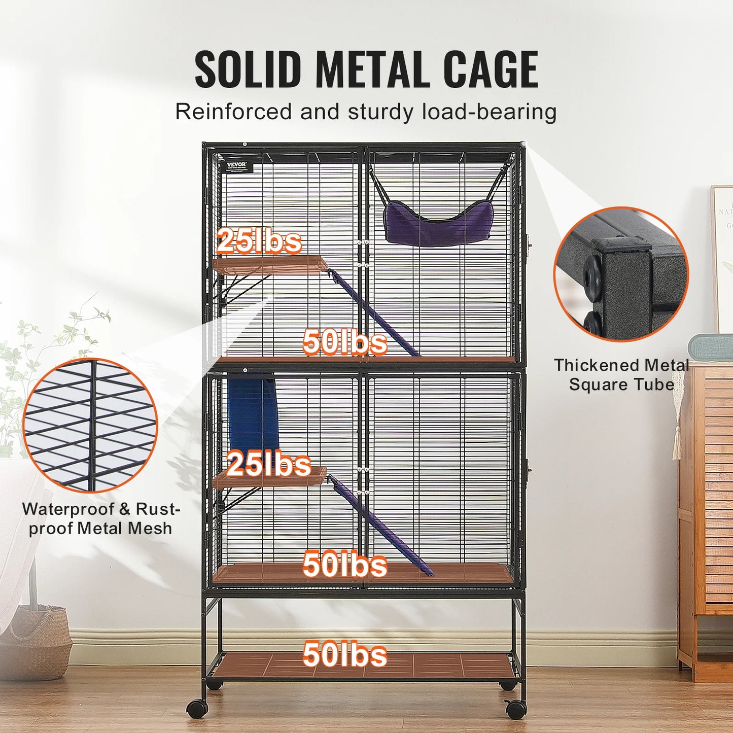 Large 4-Tier Small Animal Cage — Ferrets, Rats & Guinea Pigs