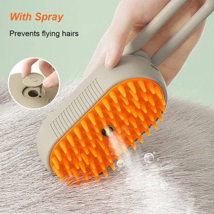 3-in-1 Electric Steam Pet Brush — Self-Cleaning Grooming Comb