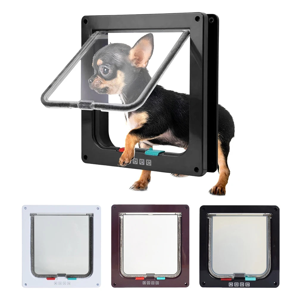 Pet Door with 4-Way Lock — Cat & Dog Flap for Doors