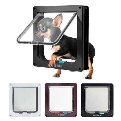 Pet Door with 4-Way Lock — Cat & Dog Flap for Doors