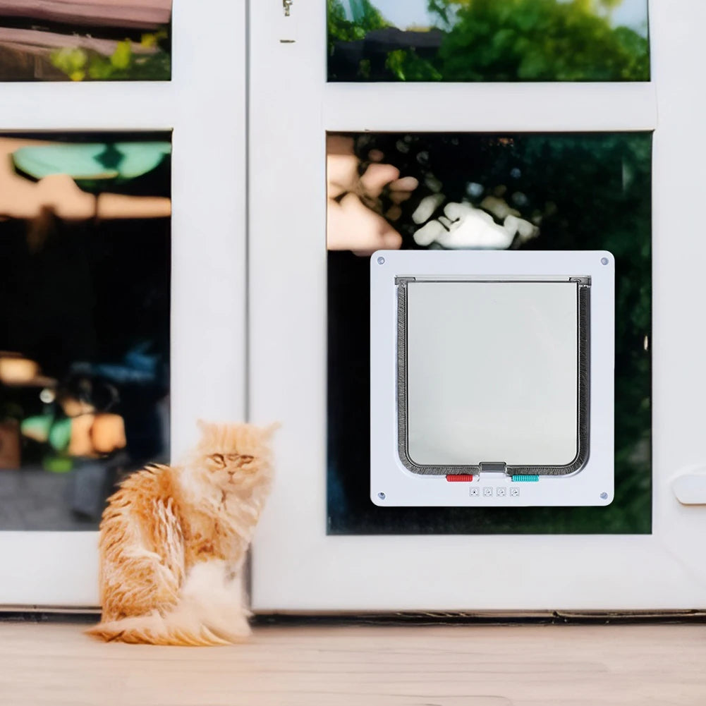 Pet Door with 4-Way Lock — Cat & Dog Flap for Doors