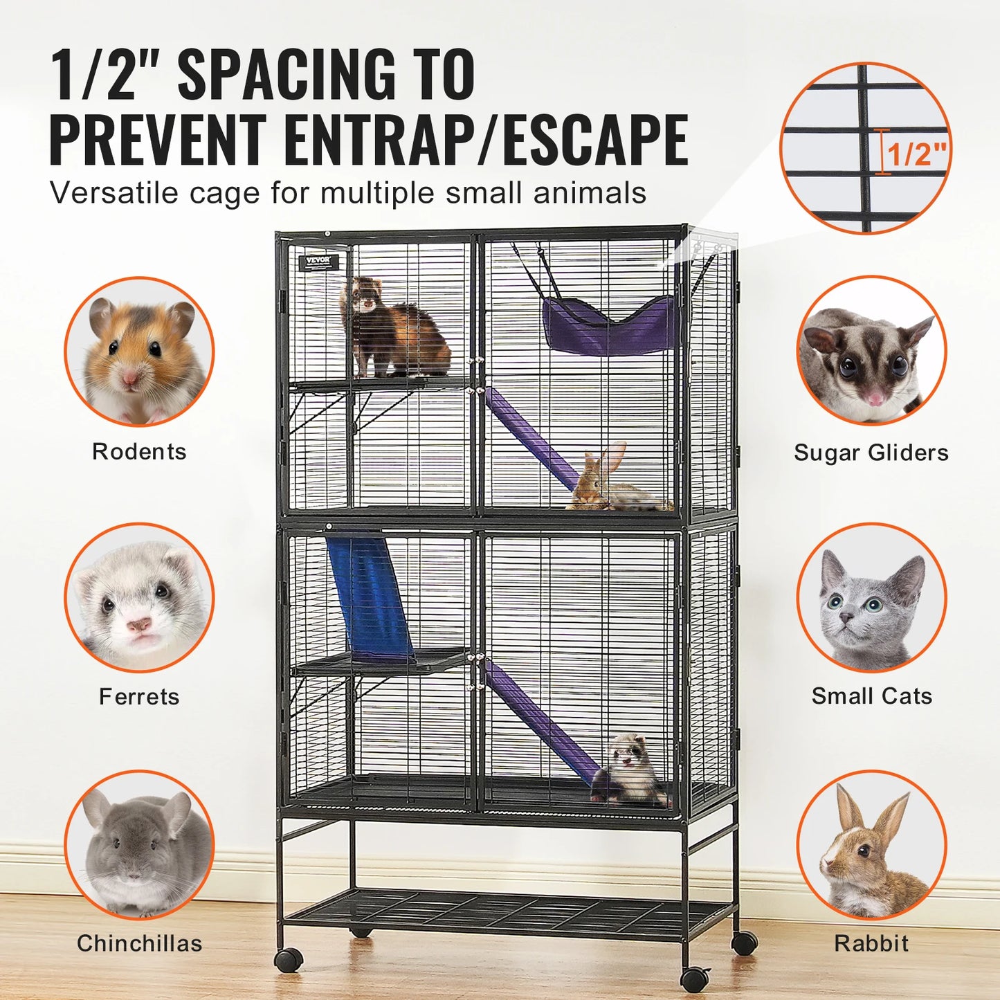 Large 4-Tier Small Animal Cage — Ferrets, Rats & Guinea Pigs