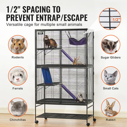 Large 4-Tier Small Animal Cage — Ferrets, Rats & Guinea Pigs