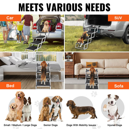 Folding Dog Car Steps — Portable Aluminium Pet Stairs