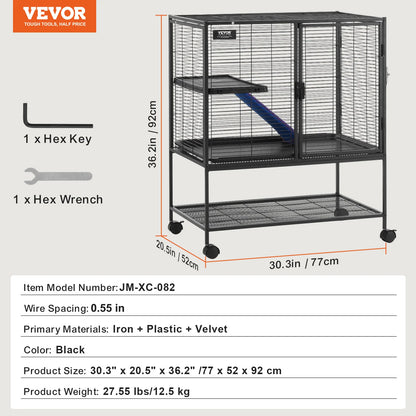 Large 4-Tier Small Animal Cage — Ferrets, Rats & Guinea Pigs