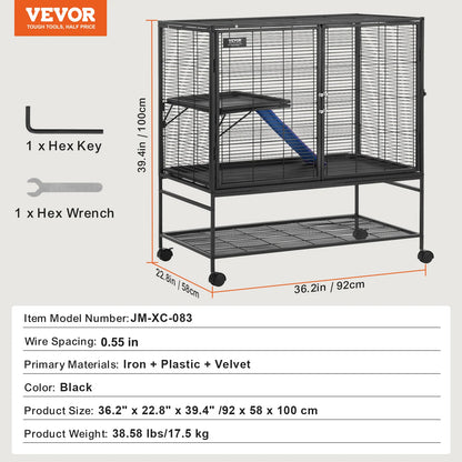 Large 4-Tier Small Animal Cage — Ferrets, Rats & Guinea Pigs