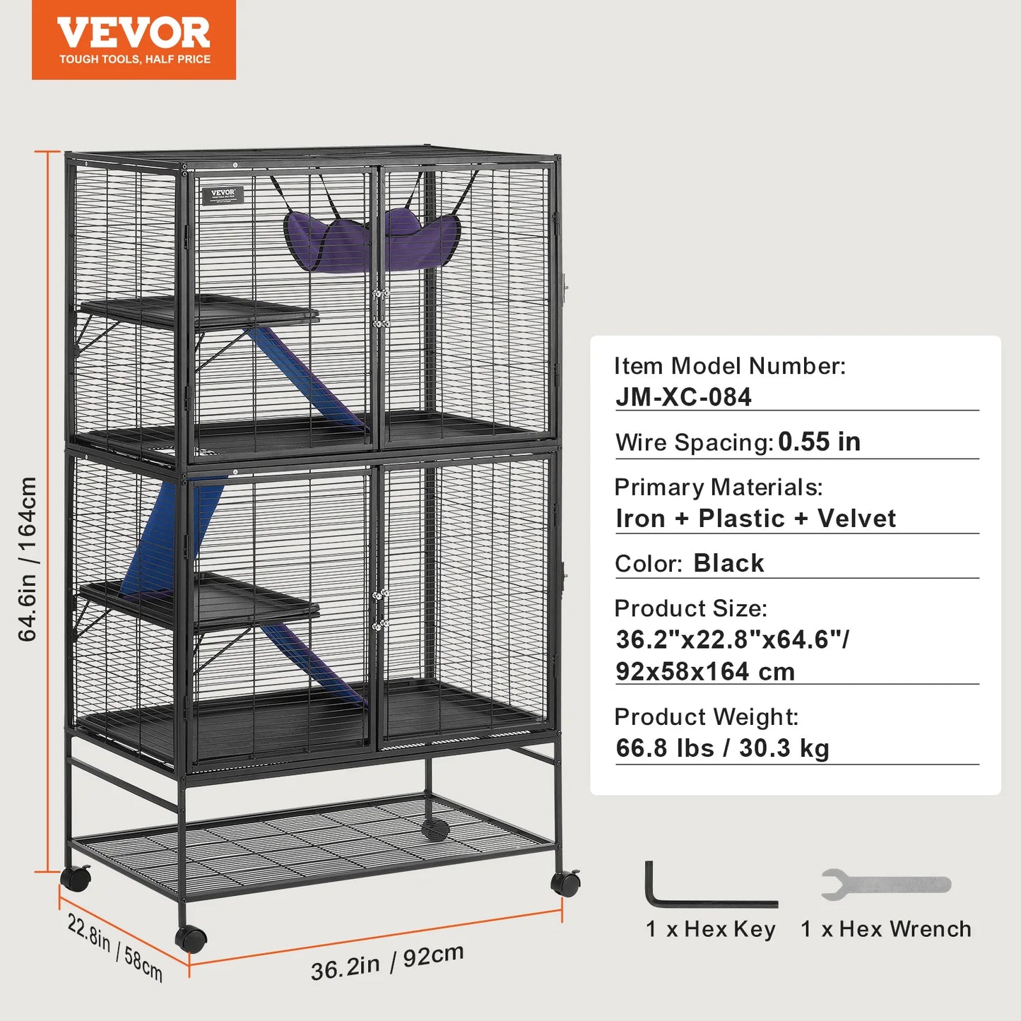 Large 4-Tier Small Animal Cage — Ferrets, Rats & Guinea Pigs