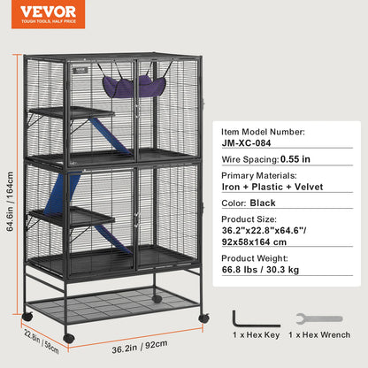 Large 4-Tier Small Animal Cage — Ferrets, Rats & Guinea Pigs