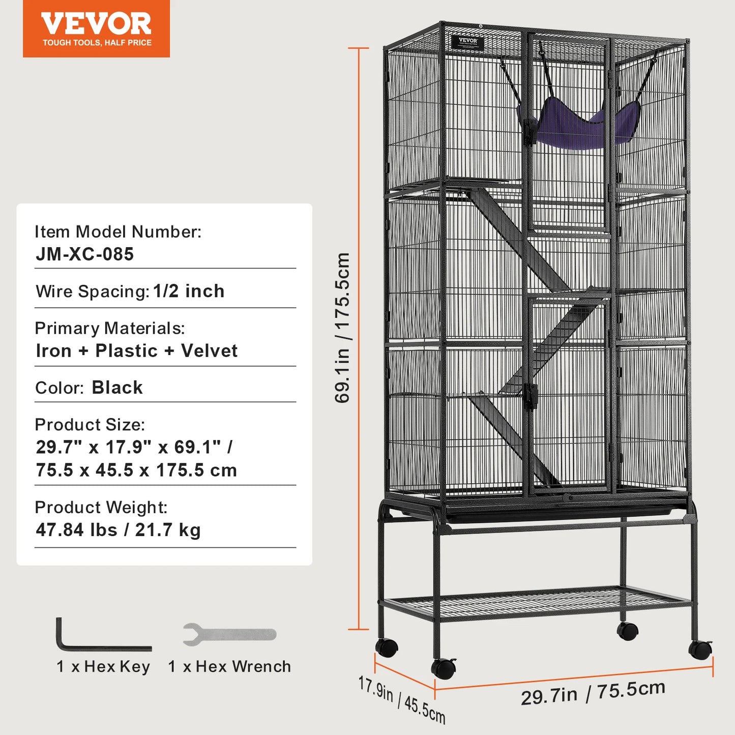 Large 4-Tier Small Animal Cage — Ferrets, Rats & Guinea Pigs