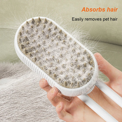 3-in-1 Electric Steam Pet Brush — Self-Cleaning Grooming Comb