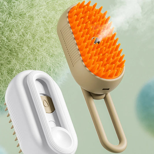 3-in-1 Electric Steam Pet Brush — Self-Cleaning Grooming Comb