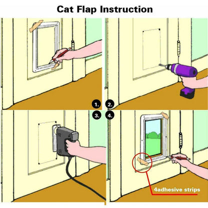 Pet Door with 4-Way Lock — Cat & Dog Flap for Doors