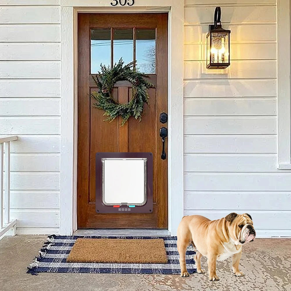 Pet Door with 4-Way Lock — Cat & Dog Flap for Doors