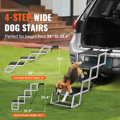 Folding Dog Car Steps — Portable Aluminium Pet Stairs