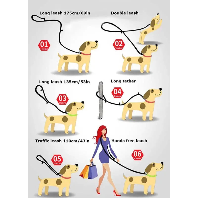 7-in-1 Multi-Function Dog Lead — Hands-Free Reflective Leash