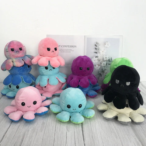 DelightCo Reversible Octopus Plush Toy — Happy & Sad Mood Plushie