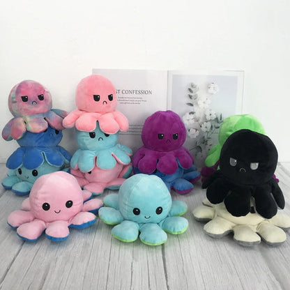 DelightCo Reversible Octopus Plush Toy — Happy & Sad Mood Plushie