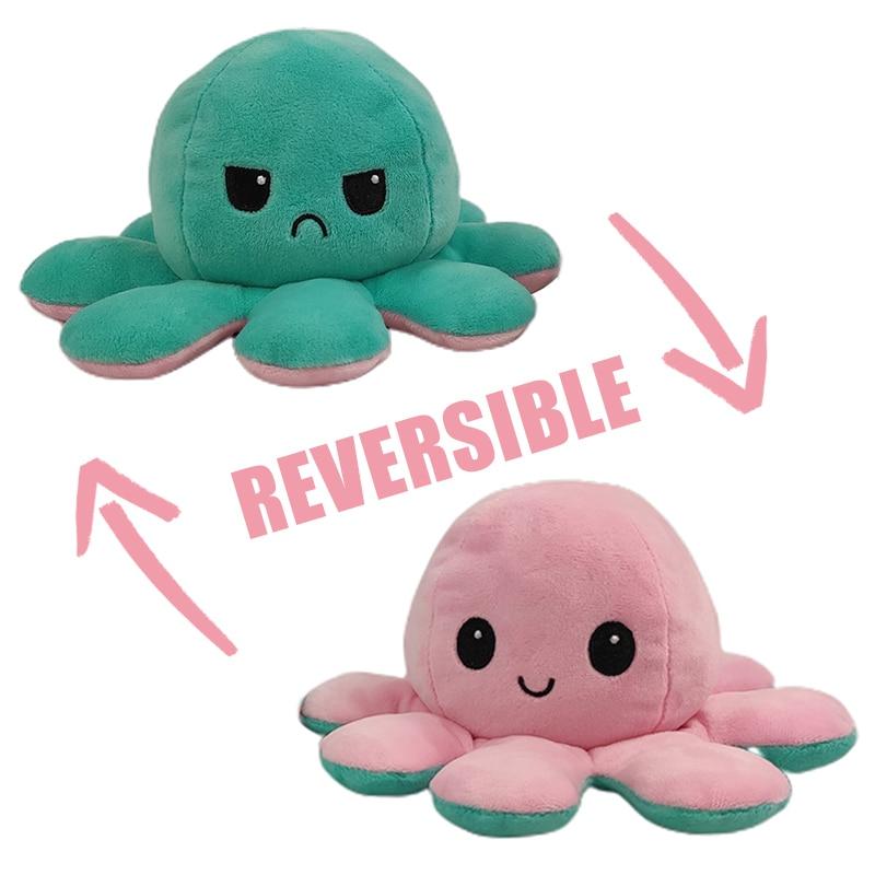 DelightCo Reversible Octopus Plush Toy — Happy & Sad Mood Plushie